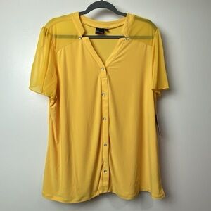 Yellow Button-Up Blouse-1X
